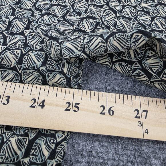 Tori Richard Shirt Mens XL Black Tan Fish Print Aloha Hawaiian Made in USA Camp - Picture 6 of 15